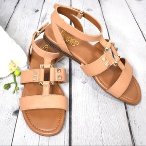 Franco Sarto Tan Leather Stud Accent Sandals